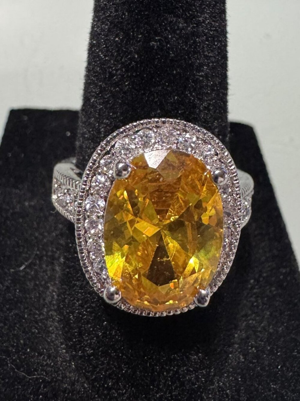 Heat Treated Citrine Ring with Clear Topaz Size 7 STUNNING!